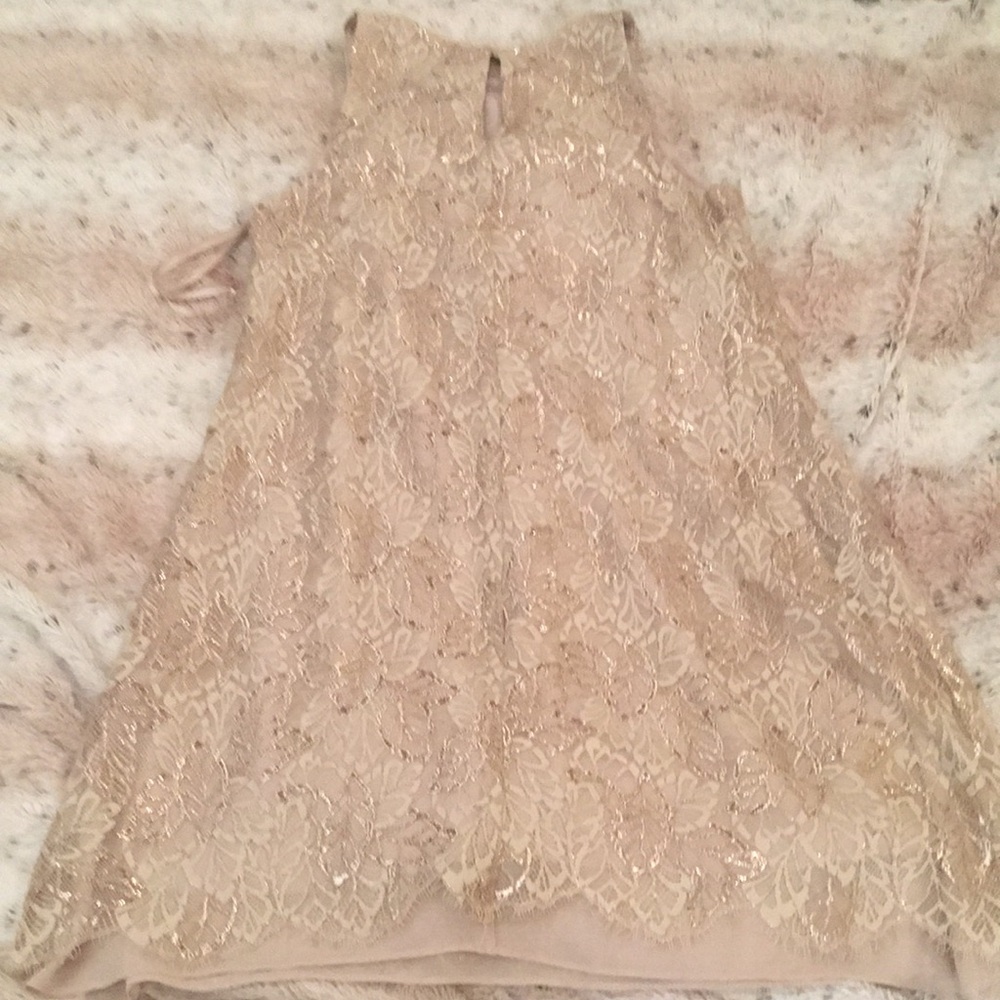 Ralph Lauren Tan and Gold A-Line Mini Dress - Picture 12 of 12